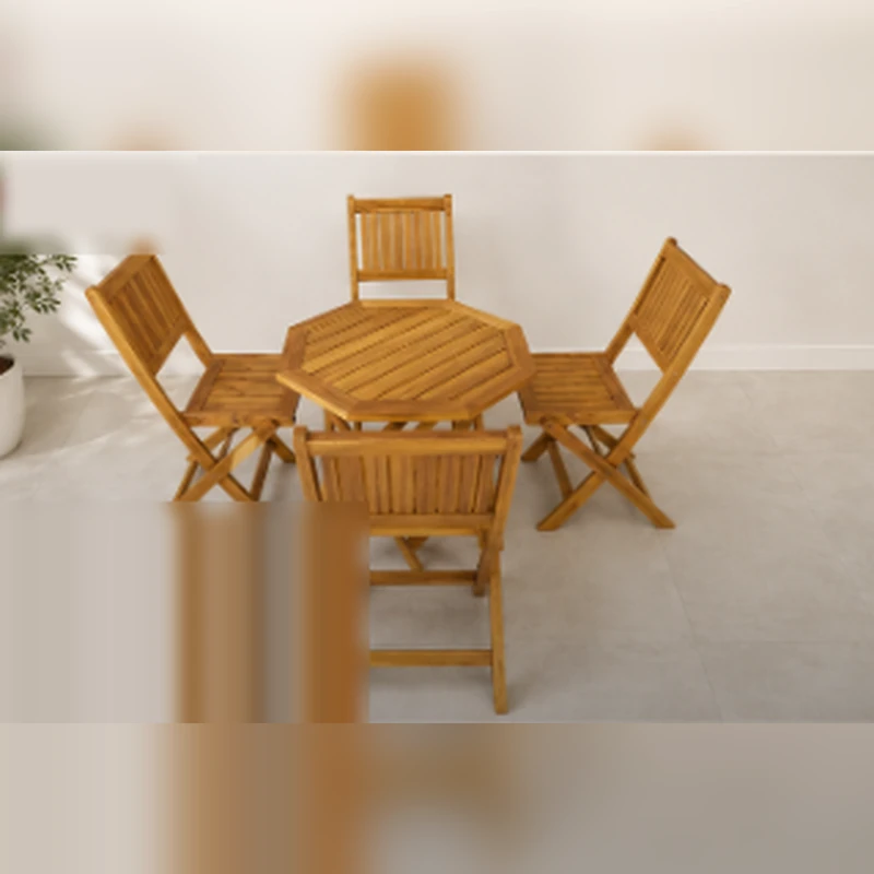 Bộ Bàn Ghế Tiếp Khách 4 Ghế Bàn Tròn Gấp Gọn - BGCF3