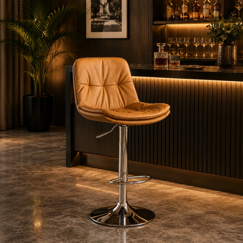 Ghế Bar Da Lưng Cong Chần Bông - GB02