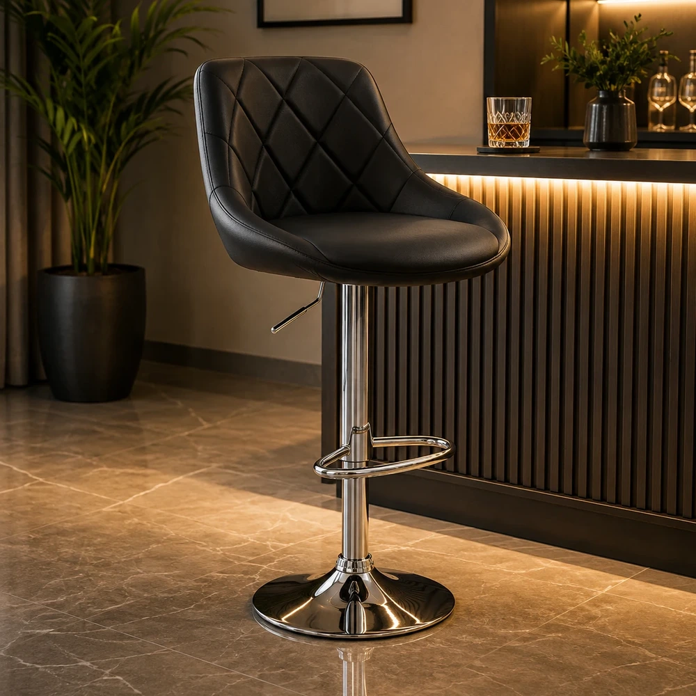 Ghế Bar Da Chần Bông Kim Cương Lưng Cao - GB03