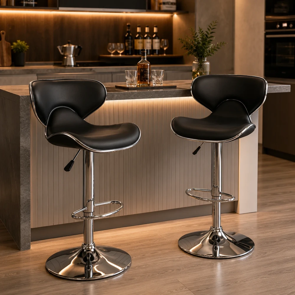 Ghế Bar Lưng Cánh Bướm Bọc Da Đen - GB07