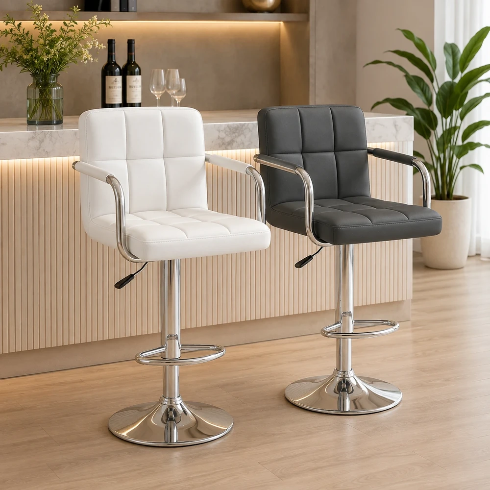 Ghế Bar Bọc Da Vuông Có Tay Vịn - GB14