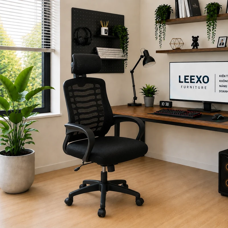 Ghế Xoay Văn Phòng Lưng Lưới Có Tựa Đầu - LX503
