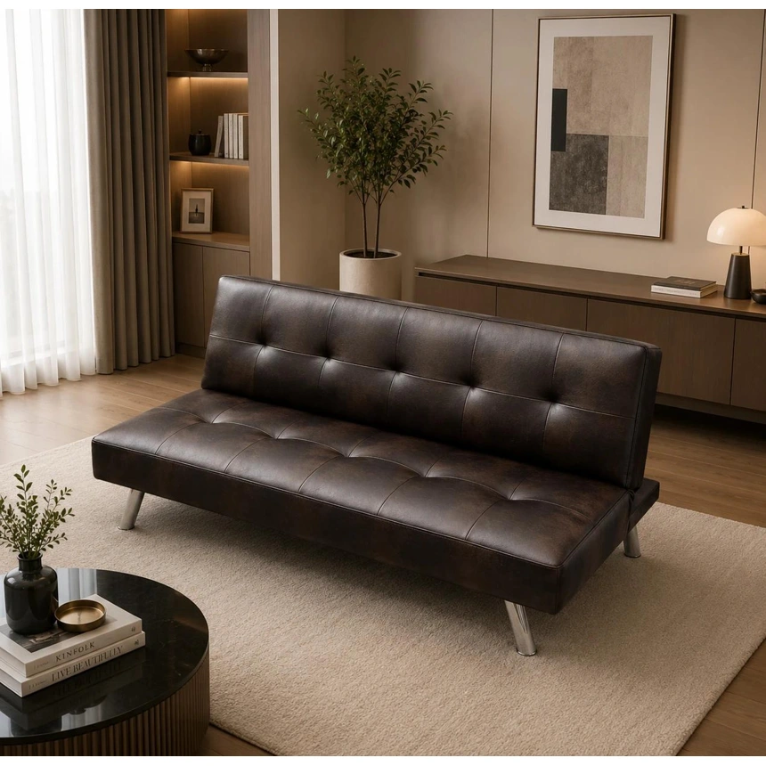 Ghế Sofa Giường Da Nâu Cao Cấp - SF6