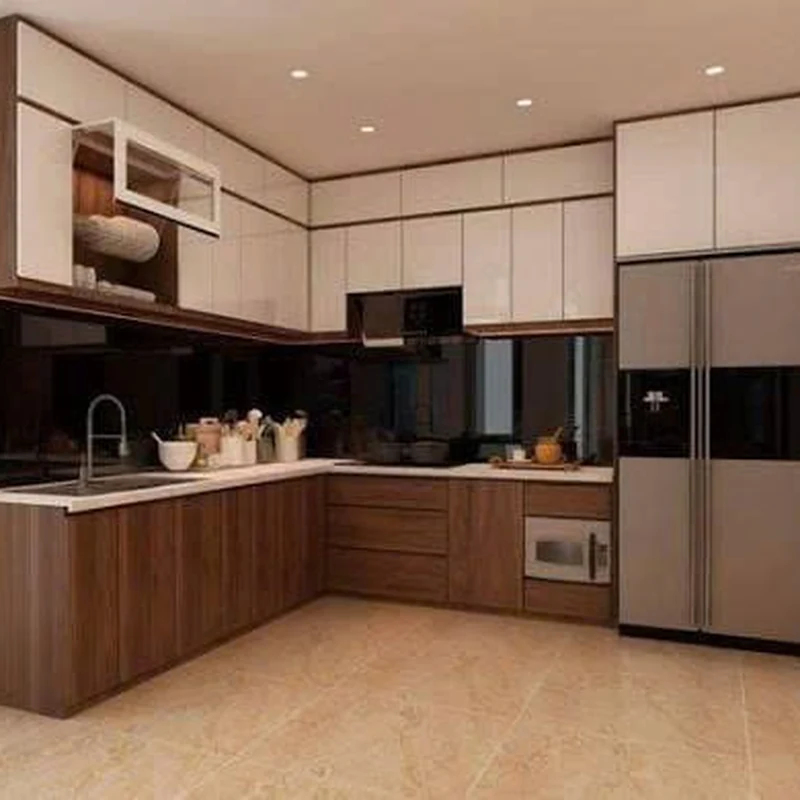Tủ Bếp Gỗ Màu Nâu Sang Trọng - TB06