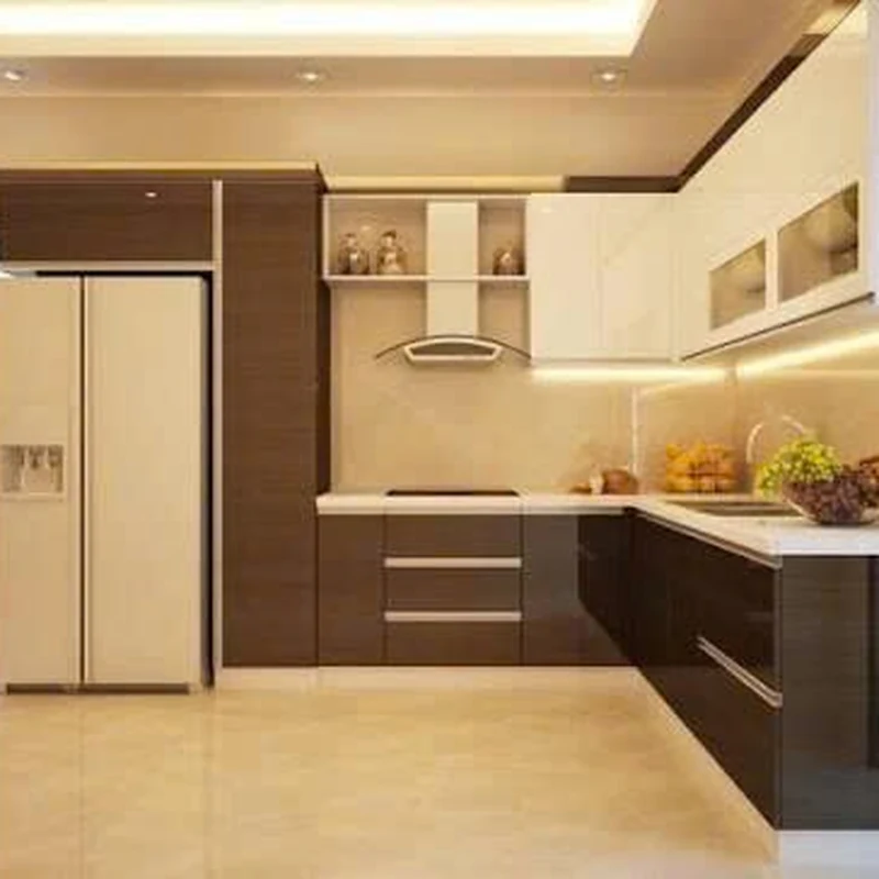 Tủ Bếp Gỗ Phối Trắng Kịch Trần - TB08