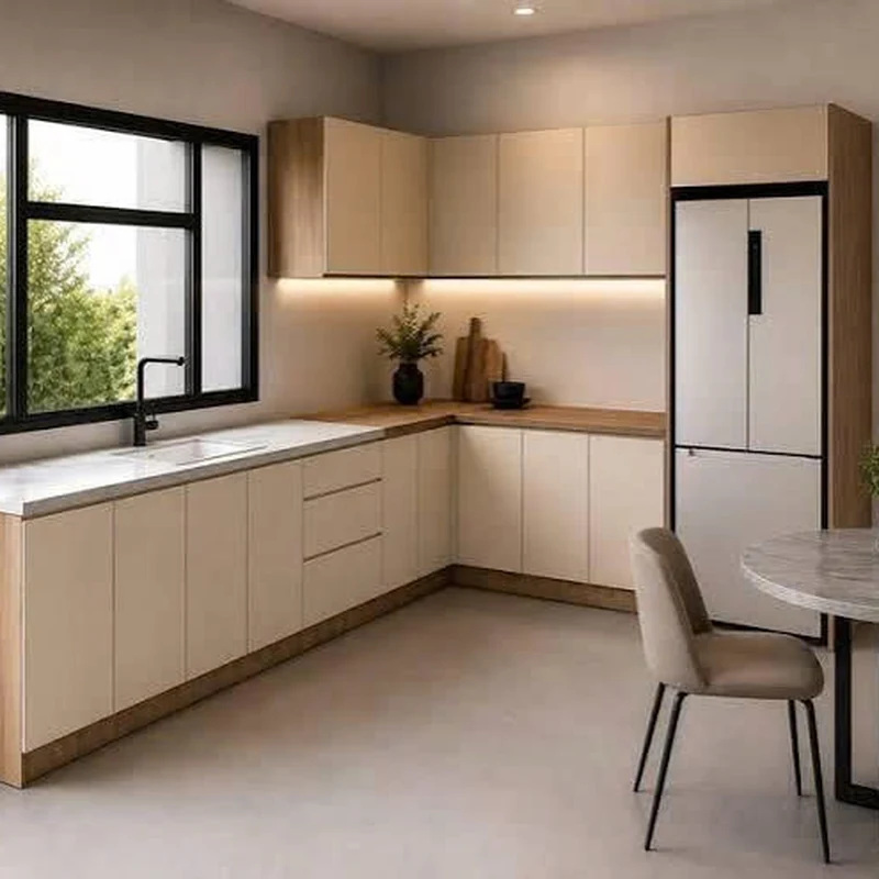 Tủ Bếp Gỗ Phối Trắng Hiện Đại - TB18