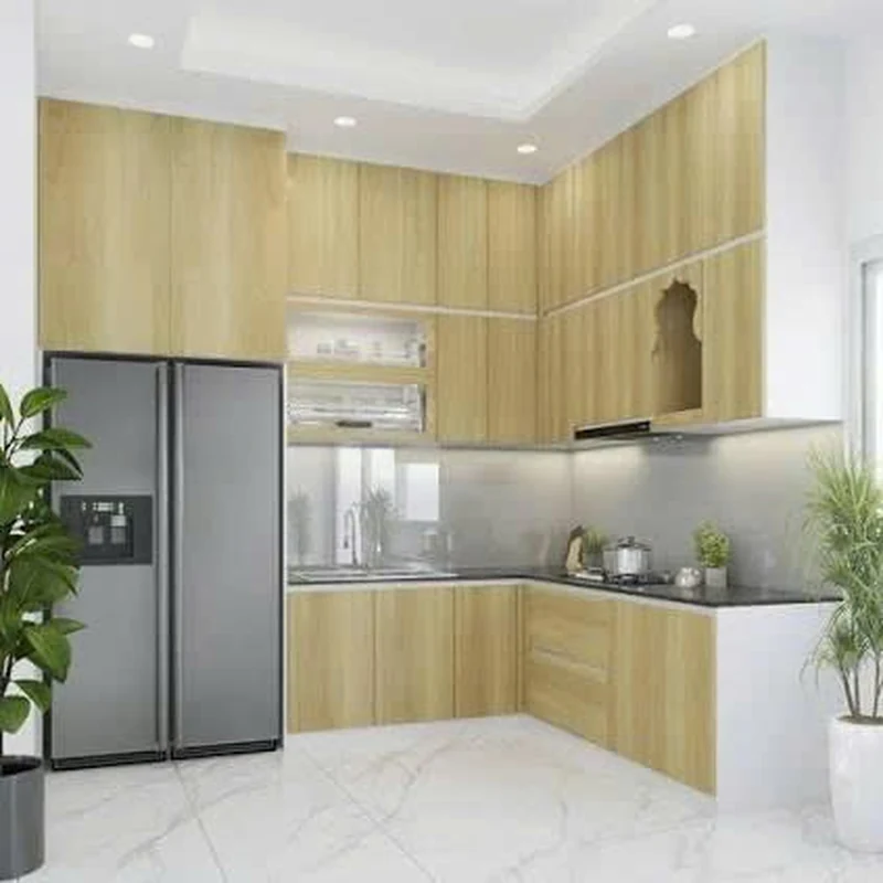 Tủ Bếp Gỗ Vân Sáng Tối Giản - TB22